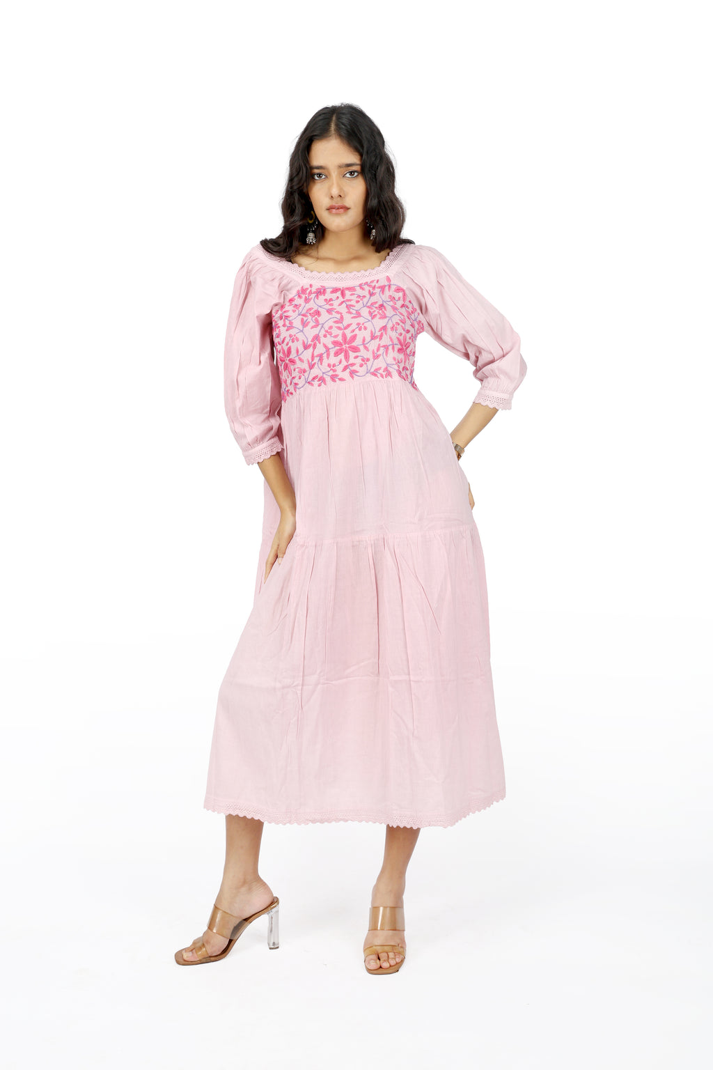 Desi Noir Floral Pink Dress