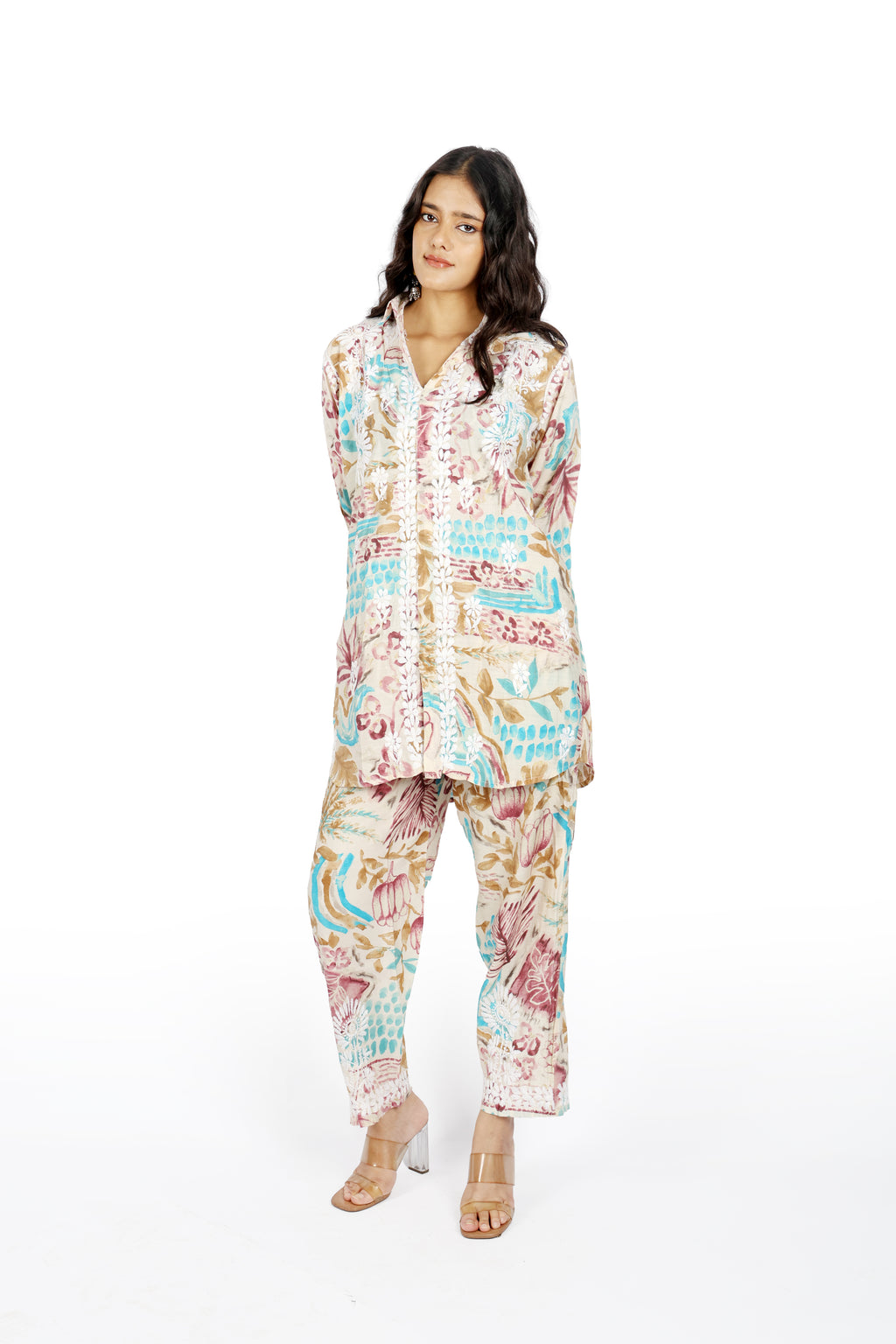Nargis Purple Printed Cord Set