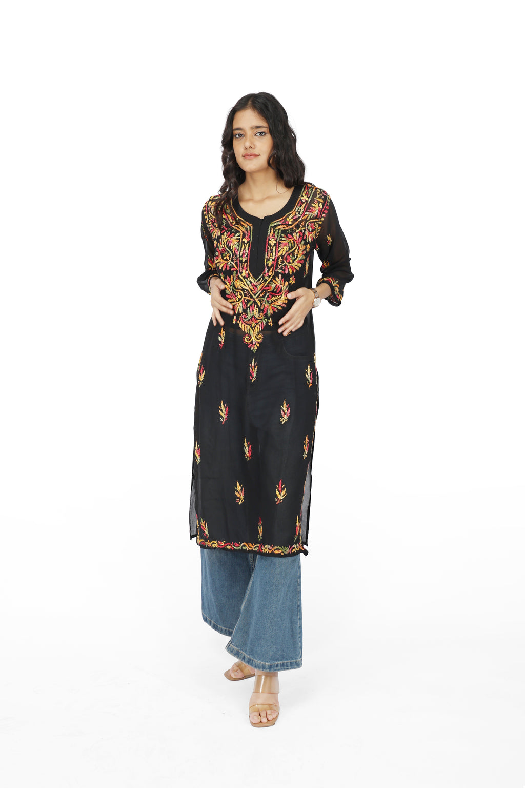 Chikan 404 Black Booti Kurti