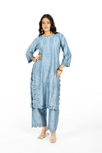 Chaand Grey Chanderi Cutwork Set