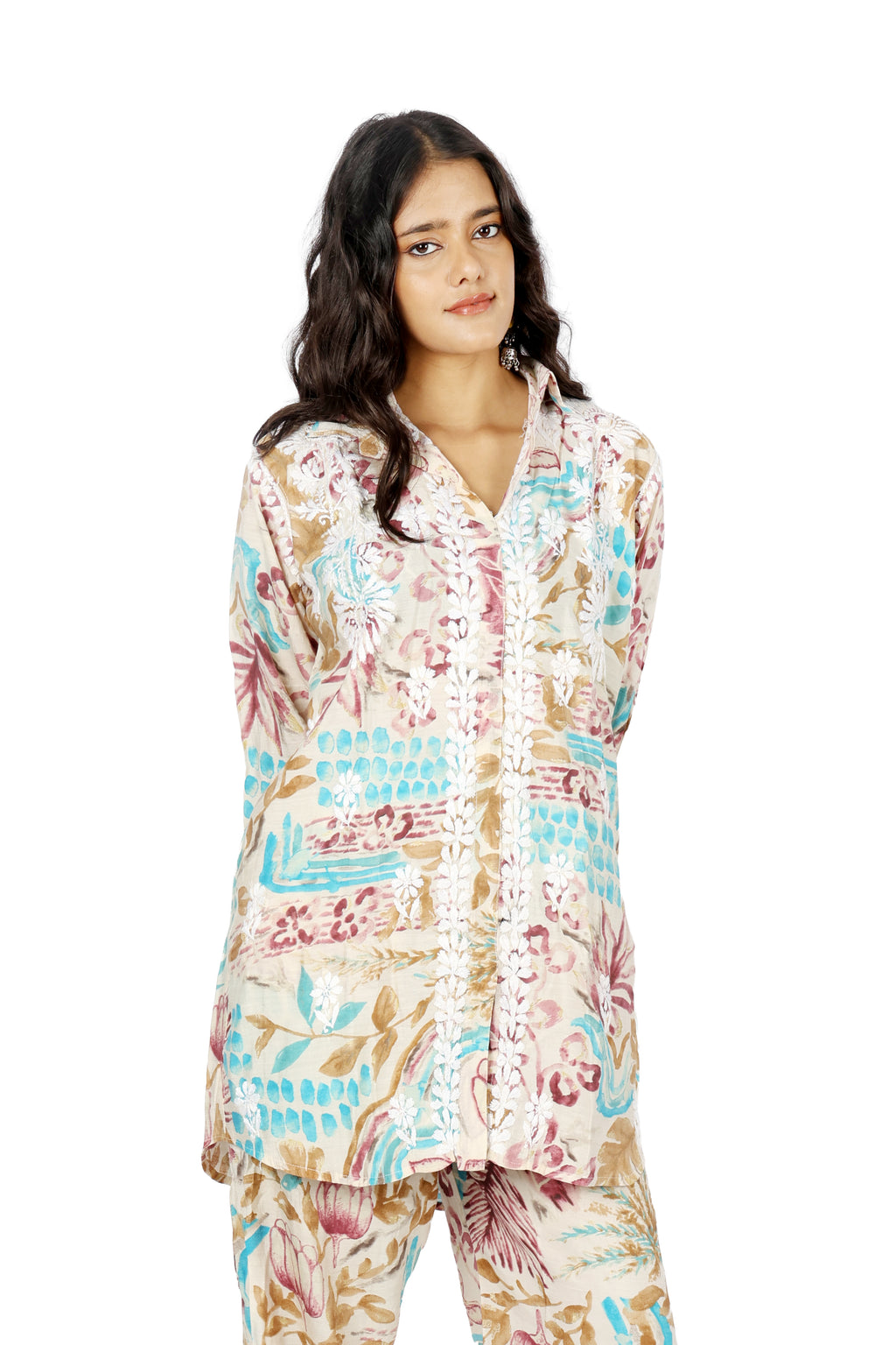 Nargis Purple Printed Cord Set