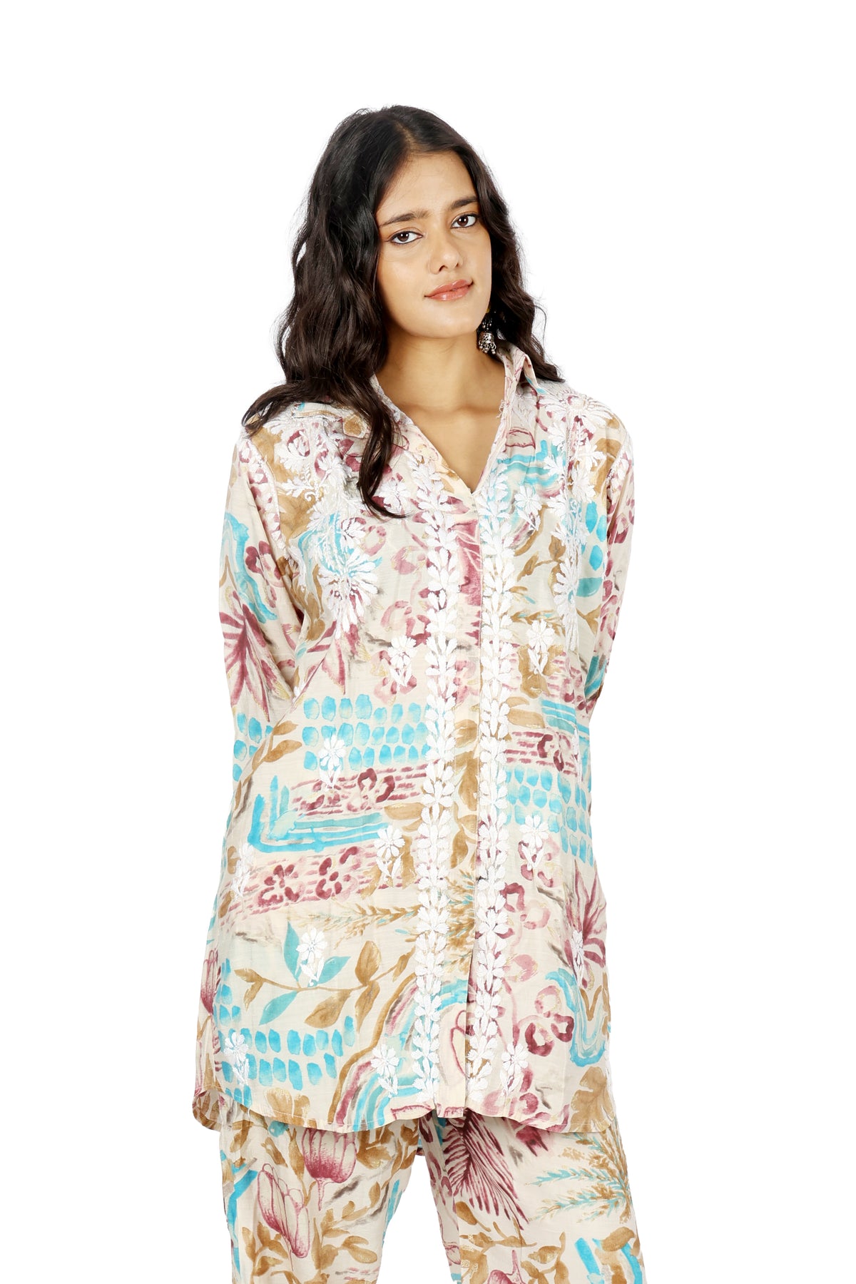 Nargis Purple Printed Cord Set