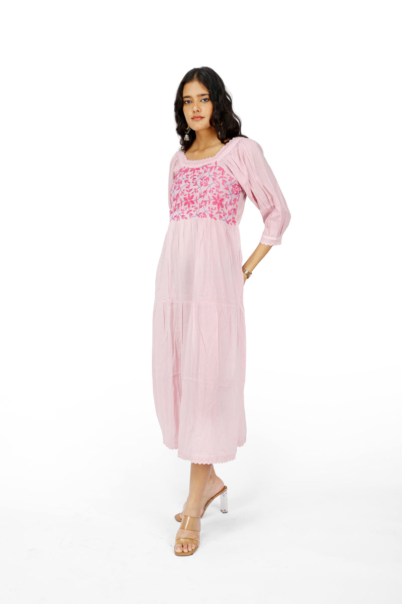 Desi Noir Floral Pink Dress