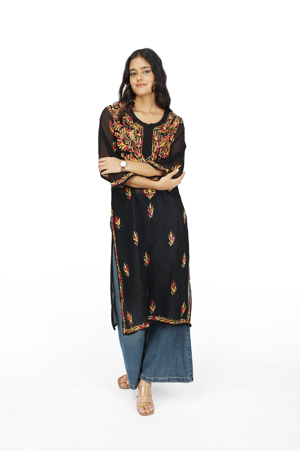 Chikan 404 Black Booti Kurti