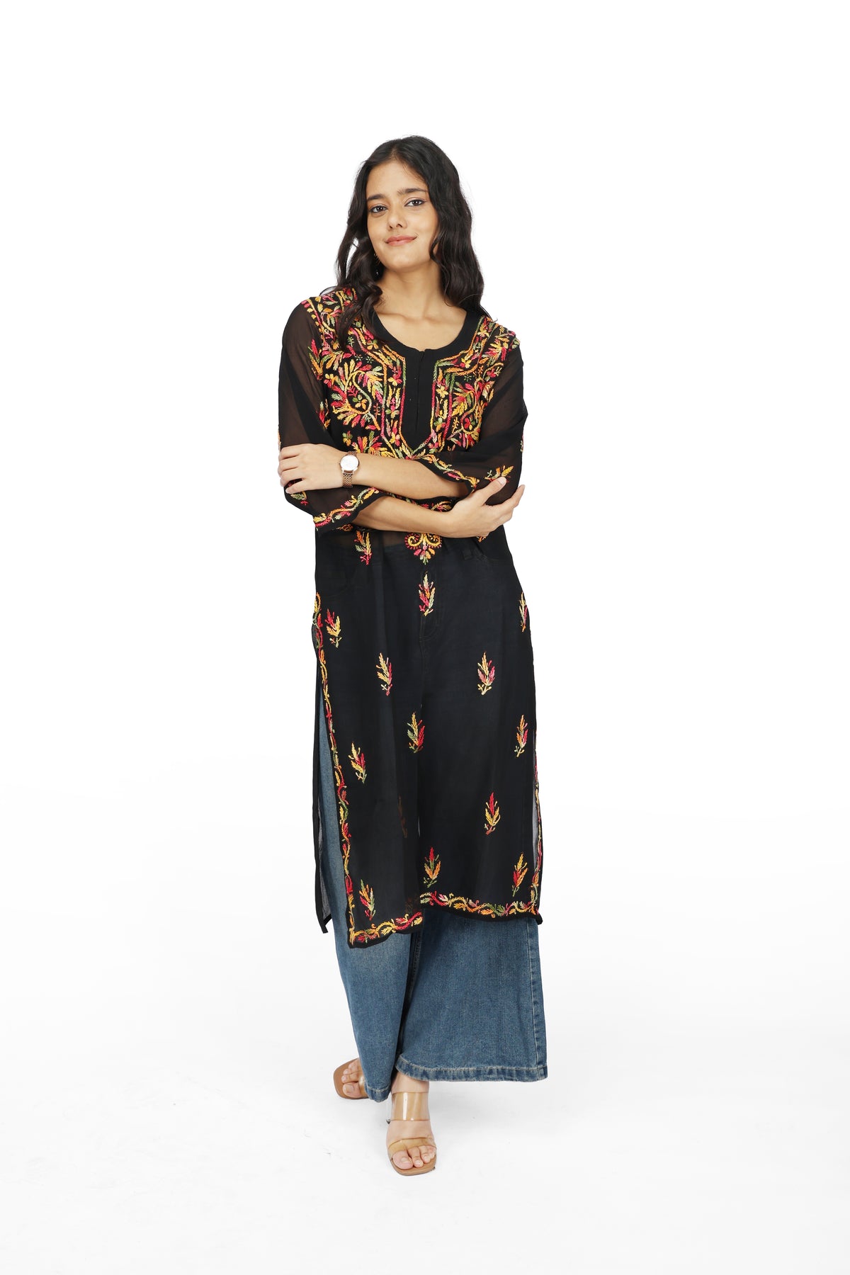 Chikan 404 Black Booti Kurti