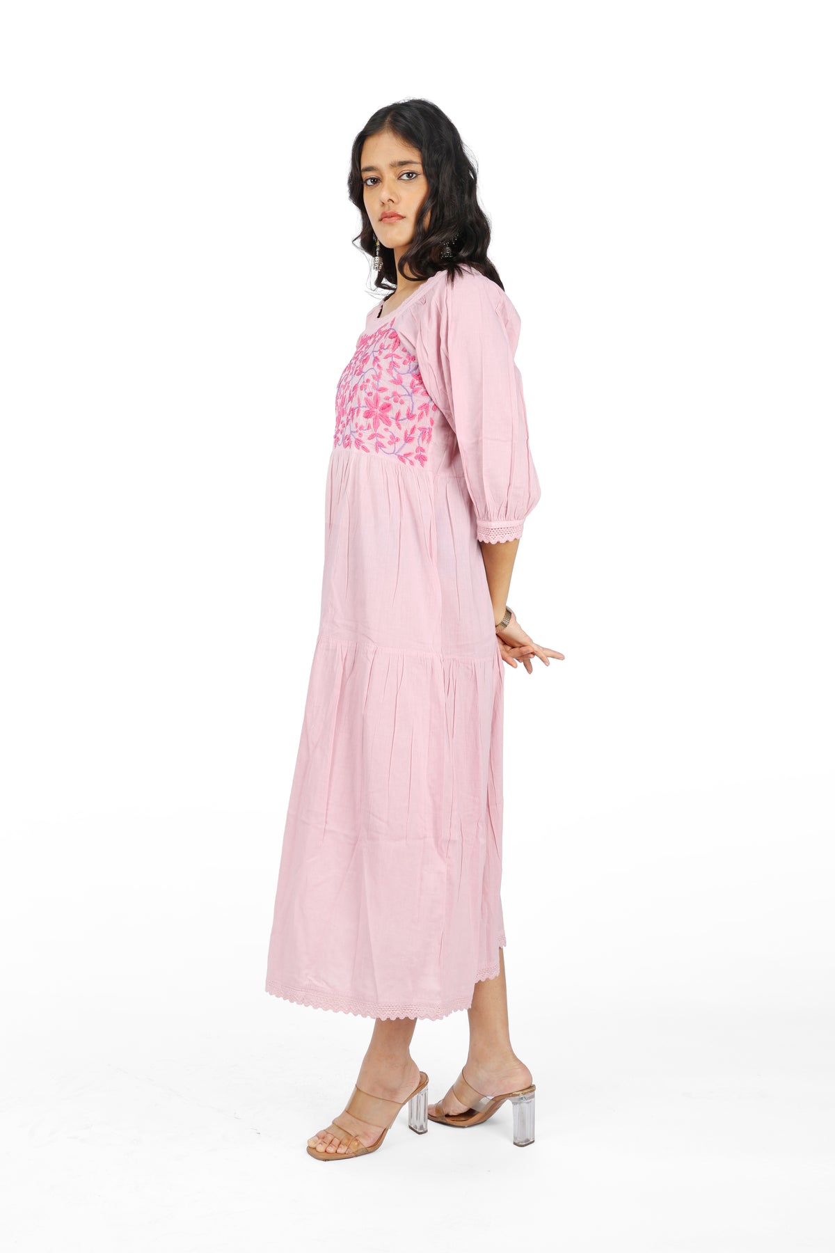 Desi Noir Floral Pink Dress