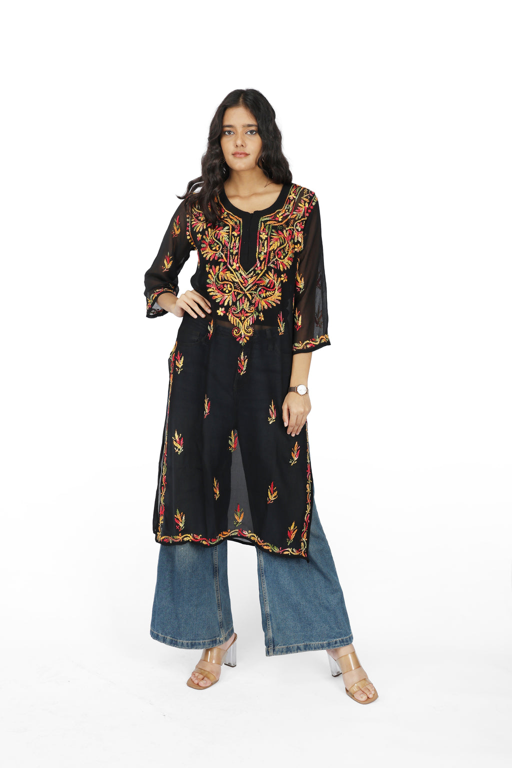 Chikan 404 Black Booti Kurti