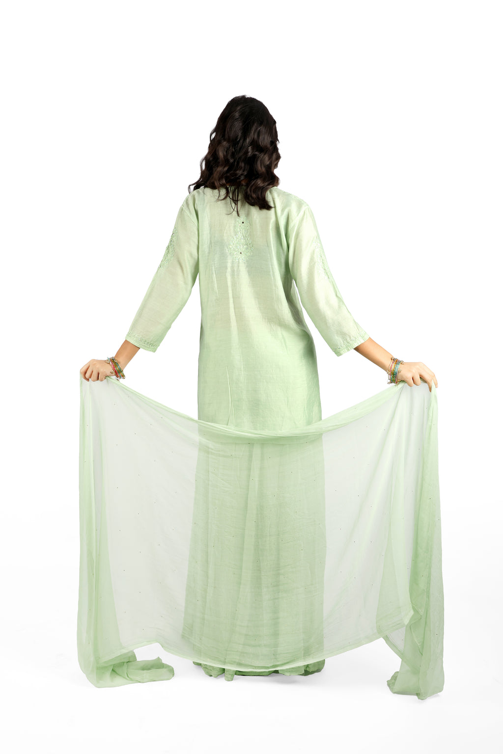 Khwaabgah Pista Green Chanderi  Lehenga 3PC Set