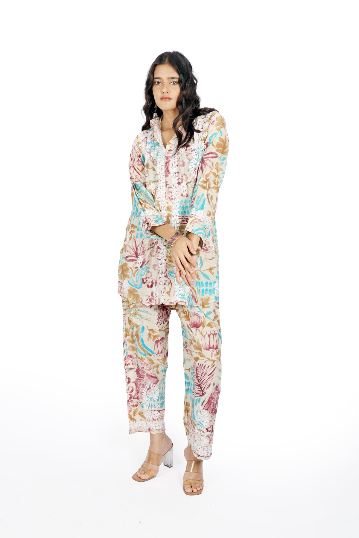 Nargis Purple Printed Cord Set