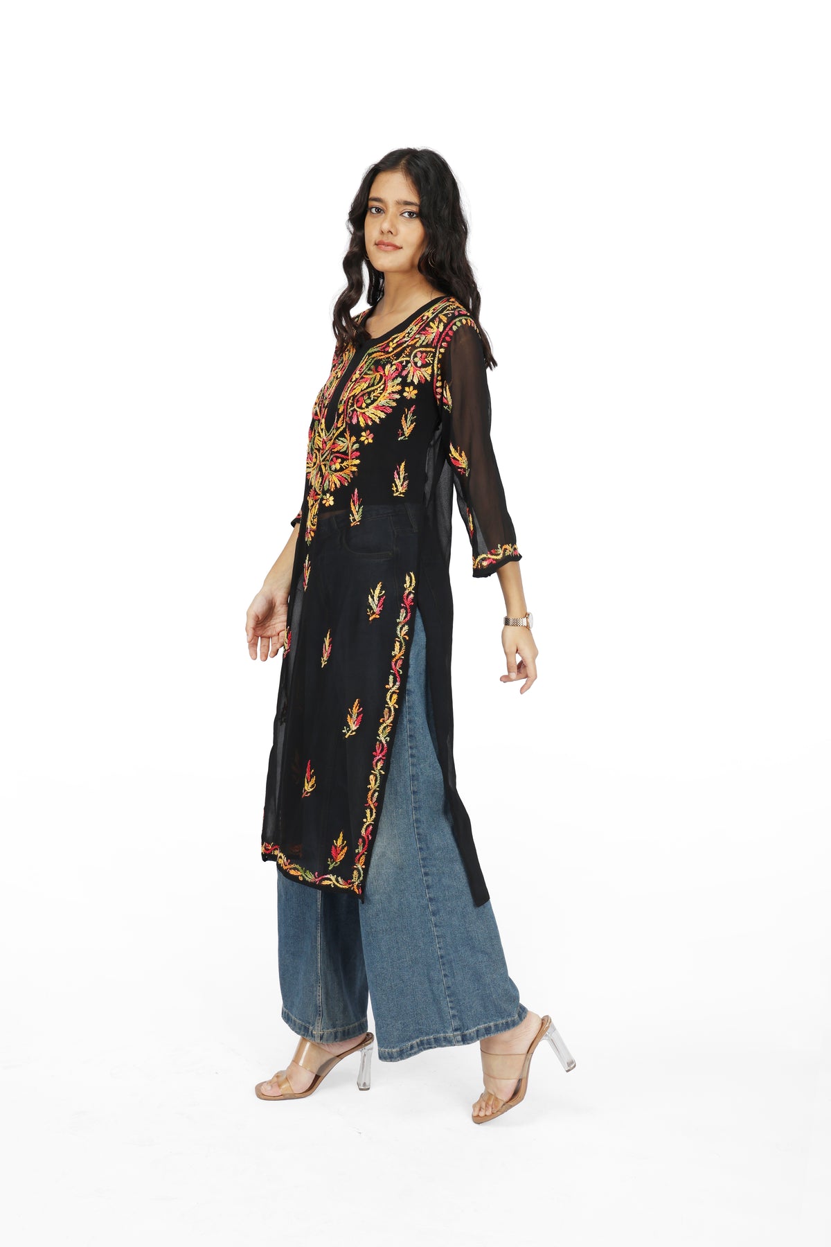 Chikan 404 Black Booti Kurti