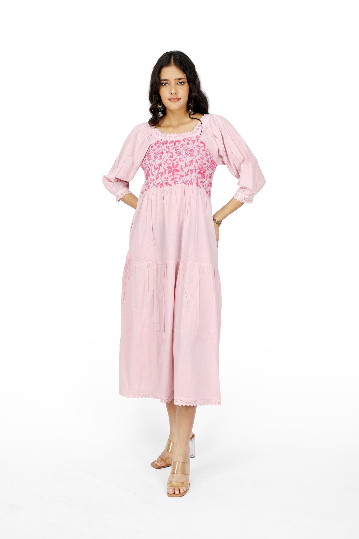 Desi Noir Floral Pink Dress