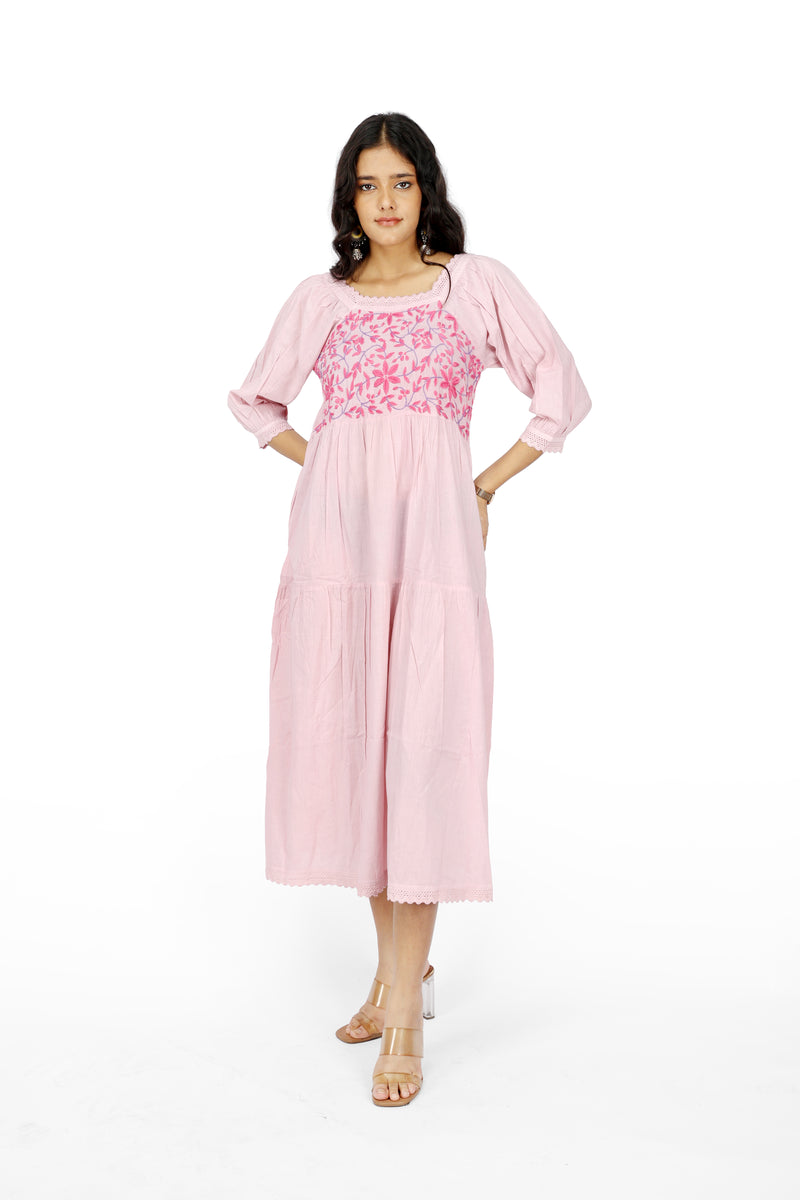 Desi Noir Floral Pink Dress