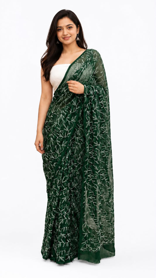 Hand Embroidered Chikankari Pure Georgette Saree