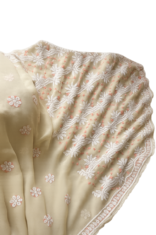 Hand Embroidered Chikankari Pure Georgette Saree