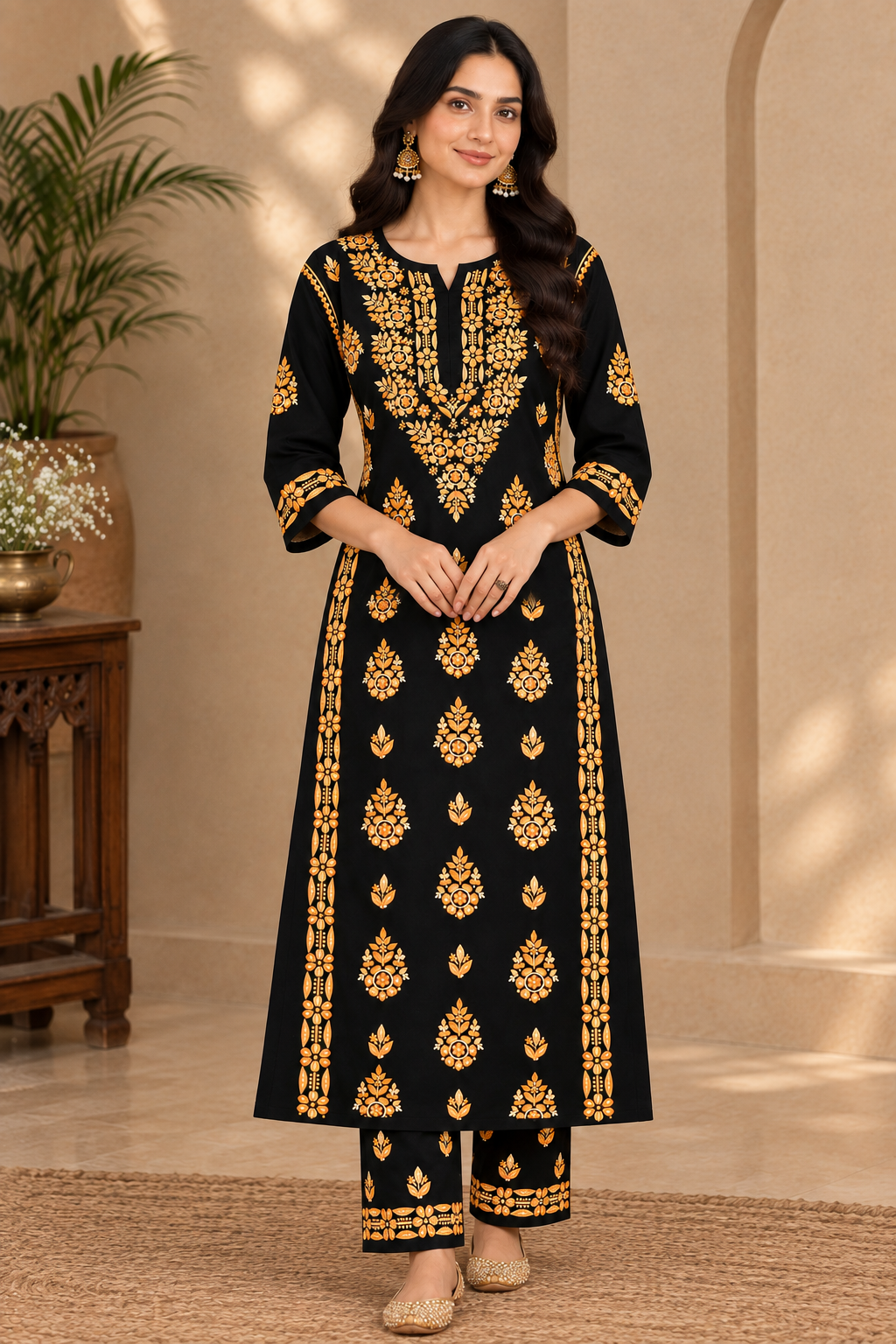 Noor Black/Yellow Kurta Set