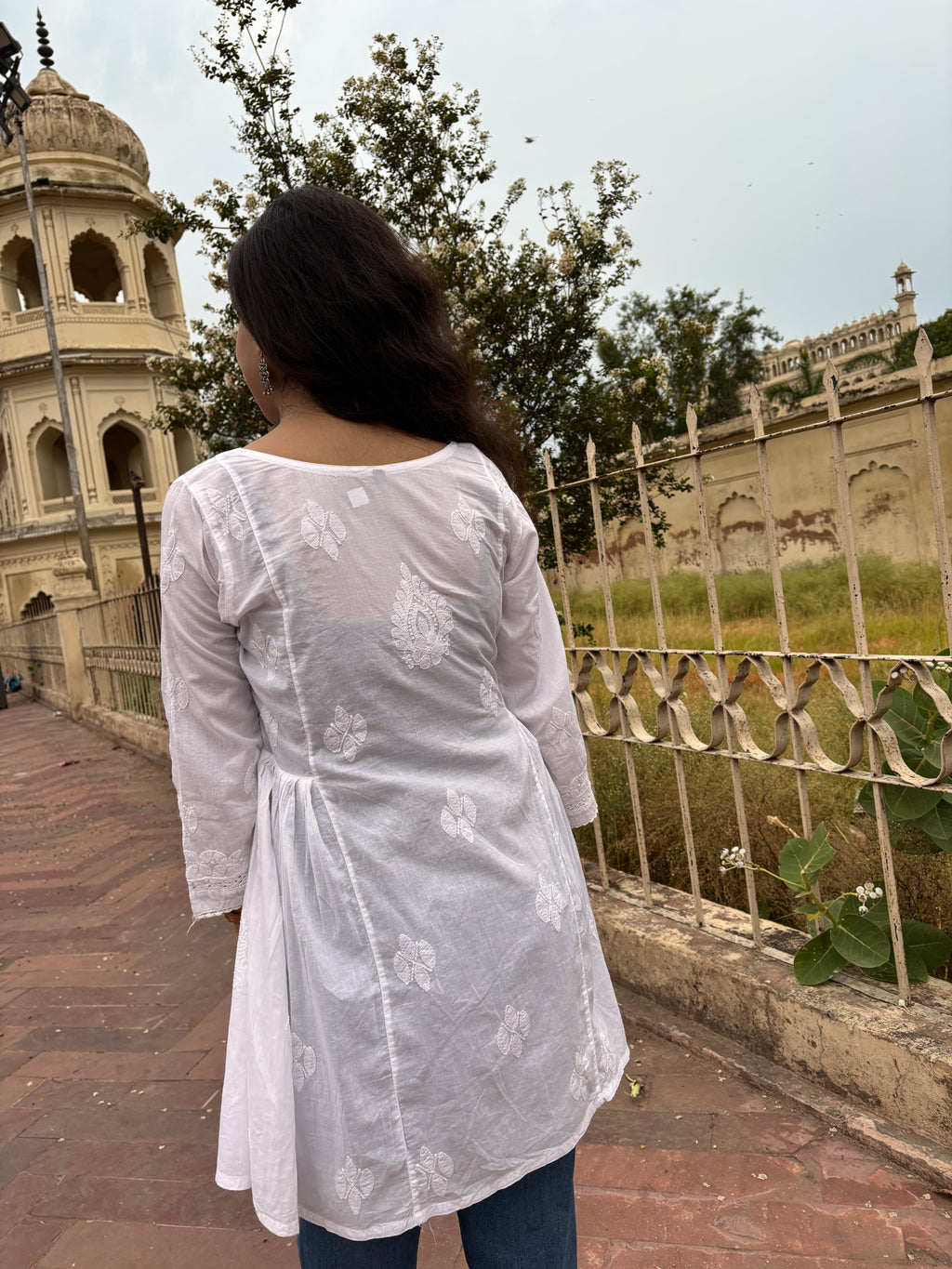 Divya White Bakhia Top