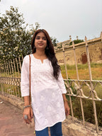 Rumi White Mukesh Top