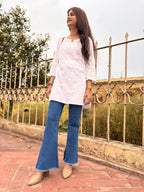 Rumi White Mukesh Top