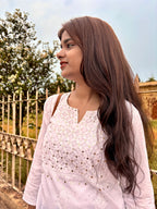 Rumi White Mukesh Top