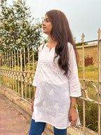 Rumi White Mukesh Top