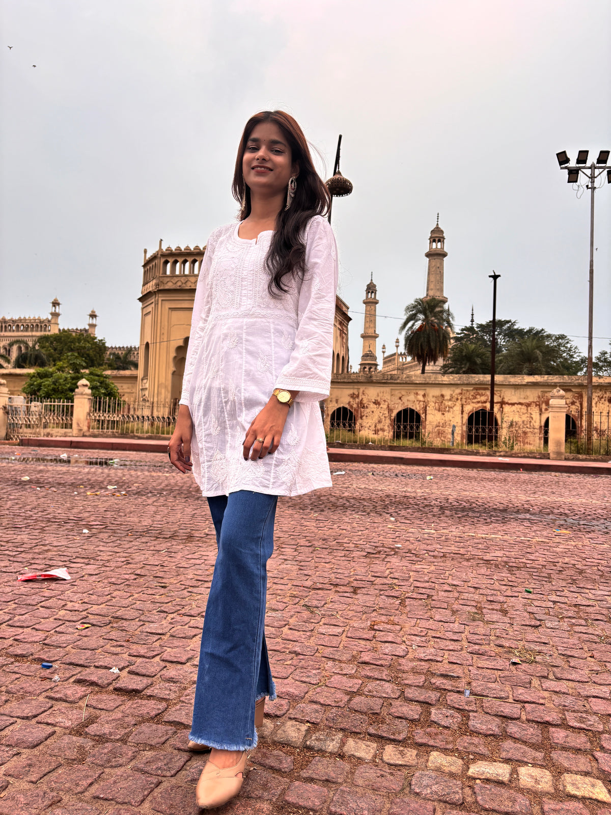 Saaya White Bakhiya Paisley Top