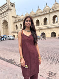 Shubh Coffee Brown Strappy Rayon Kurta Set