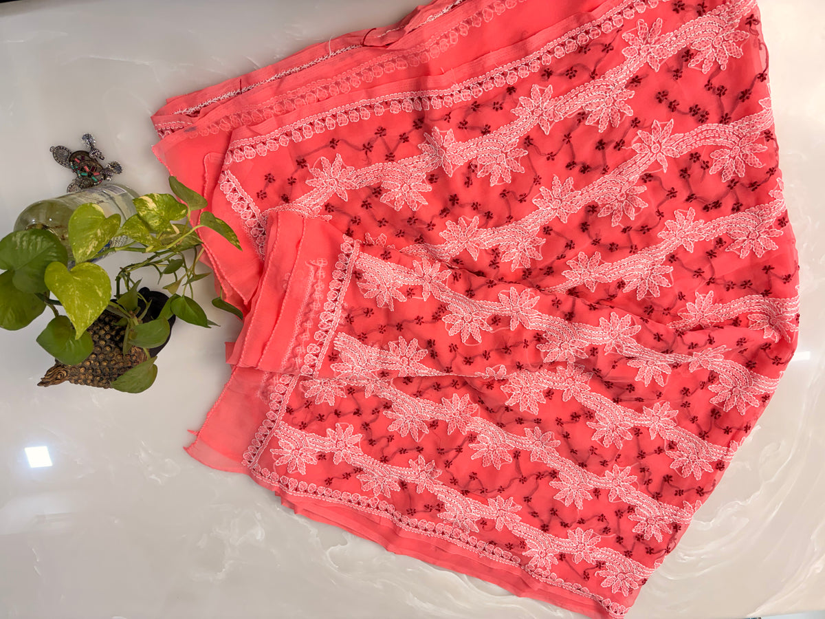 Chandni Peach Bakhia Saree